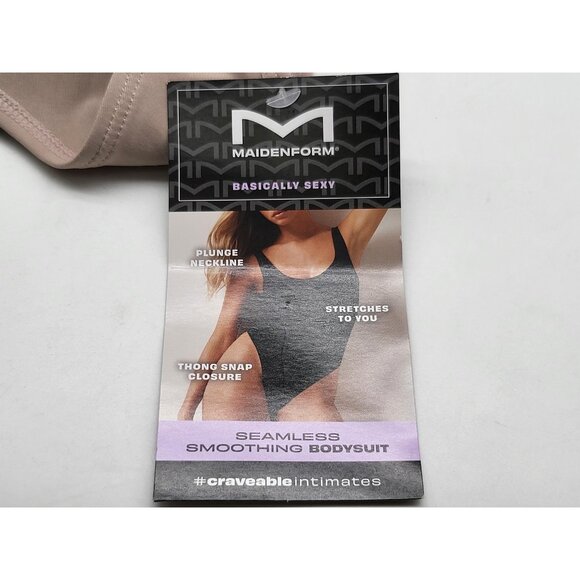 Maidenform Bodysuit Womens 3XL Seamless Smoothing Thong Snap Plunge Neckline - Picture 5 of 6